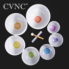 Cvnc 432hz 8 -14  7pcs Chakra Print Crystal Singing Bowl Set W bag Sound Healing