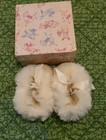 Vintage Mrs  Day s Ideal Baby Shoes Booties Pink W fur Trim And Bow