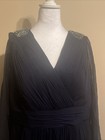 Rina Dimontella Evening Gown Size 18 Mother Of Bride Groom Long Silk Dress Navy
