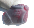 Sea Glass  Large Vintage Red With A Beautiful Pattern