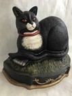 Vintage Cast Iron Black Tuxedo Cat Door Stop Decorative Cat  Figure