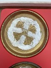 Golden Crown E r Italy Florentine Coasters Set Of 8 Gold White Red Vintage