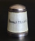 Vintage James Swann   Sons  Sterling Silver Enamel Basset Hound Dog Thimble