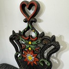 Vtg Painted Heavy Solid Tole Style Original Cast Iron Trivet 9 