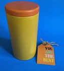 Gift Or Storage Container Tin W coordinating Gift Tag Yellow Orange Cylindrical