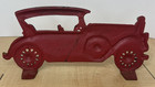 Antique Hubley Cast Iron Touring Car Doorstop Red black Original Paint 11 5 