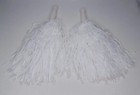 1 Pair Small White Plastic Pom Poms Cheerleader Football Fan Tailgating