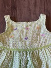 Vintage 2000s Y2k Toddler Girl Green Gingham Seersucker Dress Butterfly 3t