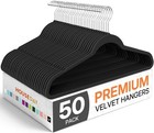 Velvet Hangers 50 Pack Black  Non-slip Flocked Felt Hangers  Sturdy Clothes H   