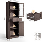 67  Tall Storage Cabinet  Freestanding Kitchen Pantry Cabinet With Glass Door   
