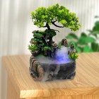 Indoor Water Fountain Tabletop Resin Rockery Fengshui Waterfall Decor W light