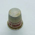 Vtg Jim Browns Farm Service Aluminum Advertising Thimble 