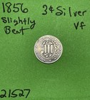 1856 Three Cent Silver Type Coin 3c Very Fine Slightly Bent United States
