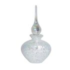 Vintage Perfume Bottle With Tear Drop Stopper Iridescent White Art Glass