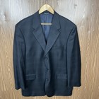 Natazzi Italy Made 2 Piece Suit Mens 44r 38x29 Black Windowpane Wool Cashmere