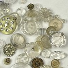 Vtg Button Lot Mixed Assorted Clear Cream Gold Plastic Rhinestone Craft 3 3oz