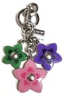 Coach Wildflower Cluster Bag Charm Keychain Silver Flower Pink Multi Nwt