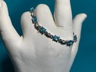 Real 925 Sterling Silver Tennis Bracelet With Real Blue And White Topaz Stones