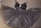 Nwt Short Black Ballet Costume Velvet Tulle Organdy Short Tutu Rhinestone Brooch