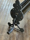 Antique vintage Cast Iron Newspaper Log Roller Fireplace Tool Wood Handle