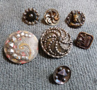 Lot Of 7 Antique Vintage Facet Cut Steel Picture Buttons