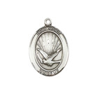 Medium Sterling Silver Holy Spirit Medal 24  Lobster Claw Chain Necklace W  Box