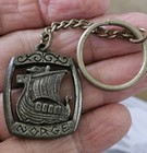 Vintage Pewter Norway Norge Viking Ship Keychain