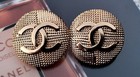 2 Pcs Chanel Cc Logo Stamped Gold Tone Round Buttons 18mm Set Of 2