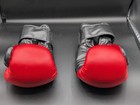 Title Classic Pro Style Training Boxing Gloves 12oz Black red white Small Tear