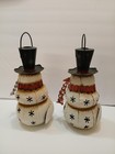 Trim Snowman Lanterns Set Of 2 10 5 In Metal Shabby Rustic White Christmas Decor