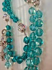Rosary Beads  Turquoise  Blue Zircon  Silver  Swarovski  Communion  Baptism 