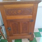 Antique Beautiful Carved Wood Ice Box 1800s Refrigerator Casters