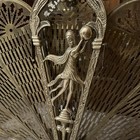 Vintage Art Deco Fireplace Screen Brass Ornate Peacock Folding Fireplace Fan