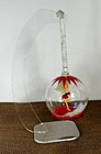 Disney Tinkerbell In 3  Glass Ball W stars Christmas Ornament Santa Dress Rare