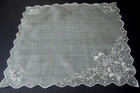 Antique Wedding Handkerchiefs Hand Punto Quadro Lace W  Emb ry  festooned Hem  1