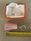 Herm  s Pink Leather Tassel Key Chain Keyring With Silver Ring 5 In Women
