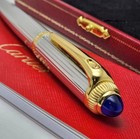 2026 Cartier Luxury Silver Ballpoint Pen With Gold Trim     Full Box     