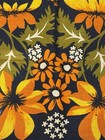 Vintage Linen Orange   Green Floral Tea Towel
