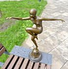 Bronze Lady Dancer Statue Art Deco Sculpture Marble Female Signed Con Brio Rare