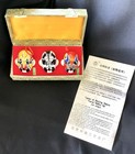 Vintage Beijing Opera Facial Makeup Ceramic Art Masks In Silk Lined Display Box