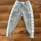 Youngla Jogger Pants Double Sided Snaps Youth Large Gray White  Logo Embroidered