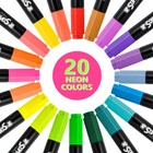 Super Markers 20 Neon Colors Dual Tip Fabric   T-shirt Marker Set - Double-ended