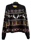 Tipsy Elves Sweater Men s Large Black Reindeer Beer Fair Isle Ugly Christmas