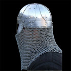 Medieval Viking Helmet Battle Armor 18g Steel With Chainmail Skirting And Leathe