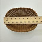 Vtg Woven Wicker Rattan Basket Set 2pc Oval Rectangle Brown Farmhouse Cottage