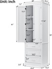 Tall Storage Cabinet With Doors drawers and Adjustable Shelves  Wood Narrow