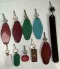 Vintage Original Hotel Motel Key Fob Assorted Lot Of 10 Plastic Fob With Key  5 