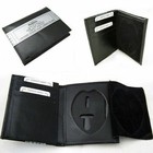 Rfid Leather Wallet Badge Holder Sheriff Officer Id Police Shield Security Black