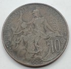 1906 France 10 Centimes Coin - Bronze - Ten - French Coin - Free Shipping