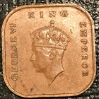 World War Ii Era Xf au 1943 Malaysia Malaya One Cent Coin-square-oct474